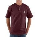 Carhartt Loose Fit Heavyweight Short-Sleeve Pocket Henley T-Shirt, Port, 2XL, REG K84-PRT2XLREG